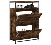 Scarpiera Rovere Fumo 75x34x112 cm in Legno Multistrato
