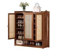 Scarpiera rustica in rattan per ingresso, con ante e organizer per scarpe per corridoio, soggiorno e armadio, design elegante e funzionale