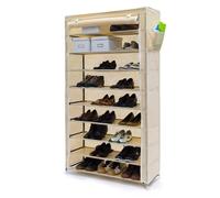 Scarpiera Salvaspazio 10 Ripiani 45 Paia Scaffale Acciaio e Tessuto TNT Beige