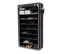 Scarpiera Salvaspazio 10 Ripiani 45 Paia Scaffale Acciaio e Tessuto TNT Nero