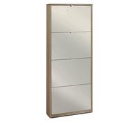 Scarpiera Salvaspazio 4 Ante con Specchio 10 Paia 63x154x18 cm Noce Stelvio