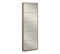 Scarpiera Salvaspazio 5 Ante con Specchio 12 Paia 63x190x18 cm Noce Stelvio