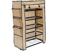 Scarpiera Salvaspazio 6 Ripiani 18 Paia Scaffale Acciaio e Tessuto TNT Beige