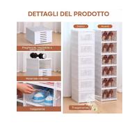 Scarpiera Salvaspazio 6 Ripiani Ante Porta Scarpe Plastica Slim Bianca Ingresso