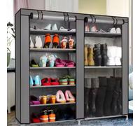 Scarpiera Salvaspazio 7 Ripiani 36 Paia Scaffale Acciaio e Tessuto TNT 2 colori