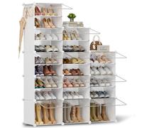 Scarpiera salvaspazio a 21 scomparti con porta, scarpiera modulare in plastica chiusa bianca, mobile per scarpe ingresso fai da te per corridoio camera da letto