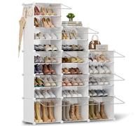 Scarpiera salvaspazio a 21 scomparti con porta, scarpiera modulare in plastica chiusa bianca, mobile per scarpe ingresso fai da te per corridoio camera da letto