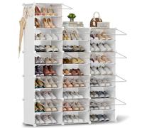 Scarpiera salvaspazio a 26 scomparti con porta, scarpiera modulare in plastica chiusa bianca, mobile per scarpe ingresso fai da te per corridoio camera da letto