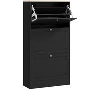 Scarpiera Salvaspazio A 3 Cassetti Con Ripiani Regolabili Su 2 Livelli, In Legno, 60x23.5x115 Cm, Nero