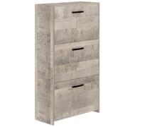 Scarpiera Salvaspazio a 3 Ripiani a Doppia Ribalta Moderna in Legno Rovere Slim
