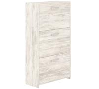 Scarpiera Salvaspazio a 3 Ripiani a Doppia Ribalta Moderna in Legno Rovere Slim