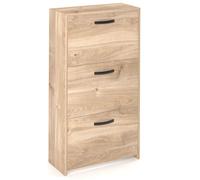 Scarpiera Salvaspazio a 3 Ripiani a Doppia Ribalta Moderna in Legno Rovere Slim