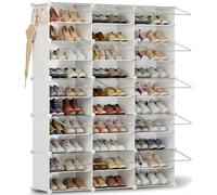 Scarpiera salvaspazio a 30 scomparti con porta, scarpiera modulare in plastica chiusa bianca, mobile per scarpe ingresso fai da te per corridoio camera da letto
