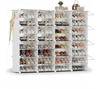 Scarpiera salvaspazio a 32 scomparti con porta, scarpiera modulare in plastica chiusa bianca, mobile per scarpe ingresso fai da te per corridoio camera da letto