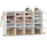 Scarpiera salvaspazio a 3X4 scomparti con porta, scarpiera modulare in plastica chiusa bianca, mobile per scarpe ingresso fai da te per corridoio camera da letto