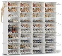 Scarpiera salvaspazio a 40 scomparti con porta, scarpiera modulare in plastica chiusa bianca, mobile per scarpe ingresso fai da te per corridoio camera da letto