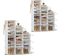 Scarpiera salvaspazio a 42 scomparti con porta, scarpiera modulare in plastica chiusa bianca, mobile per scarpe ingresso fai da te per corridoio camera da letto