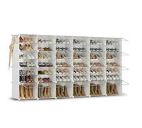 Scarpiera salvaspazio a 42 scomparti con porta, scarpiera modulare in plastica chiusa bianca, mobile per scarpe ingresso fai da te per corridoio camera da letto