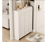 Scarpiera salvaspazio bianca multistrato design compatto in legno alta e stretta ideale per scarpe sportive da ingresso perfetta per piccoli spazi (taglia: 7)