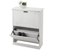 Scarpiera salvaspazio con 2 Ante a ribalta HWC-K45 MDF Legno paulonia Bianco Shabby