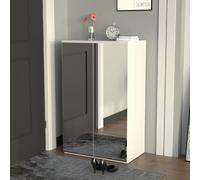 BAKAJI Scarpiera Salvaspazio 2 Ante e 6 Ripiani Porta Scarpe, Armadio Portatutto in Legno Multiuso, Armadietto con Anta Apribile, per Ingresso, Camera da Letto, Bagno, 60 x 32 x 95 cm (Con Specchio)