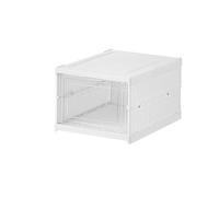 Scarpiera salvaspazio impilabile in plastica bianca con coperchio pieghevole, design modulare per ingresso o armadio (25,5 x 34,5 x 19,5 cm)