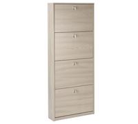 Sarmog Scarpiera 4 ante, Scarpiera ingresso, Scarpiera salvaspazio, Made in Italy, Design contemporaneo, H154 L63 P18 Cm (Senza specchio, Olmo Chiaro)
