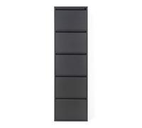 Scarpiera Salvaspazio Slim 5 Ante, Portascarpe a Ribalta in Metallo Nera, Già Montata, Interni/Esterni, P 13,5 x L 50 x H 170 cm