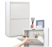 Scarpiera Salvaspazio Slim BIANCA (2 Ante 6 Paia, Nessun Montaggio) Struttura in Metallo resistente (no plastica, tessuto, or legno), per Interni/Esterni, Scarpe/Stivali, Garanzia 15 Anni