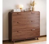 Scarpiera Salvaspazio Slim - Design Nascosto Scarpiere Legno Moderne con Ripiano Regolabile Adatto a Scarpe Alte - Shoe Cabinet per Soggiorni, Balconi e Ingressi,Walnut/2 Tier,L:120cm/47in