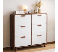 Scarpiera Salvaspazio Slim - Design Nascosto Scarpiere Legno Moderne con Ripiano Regolabile Adatto a Scarpe Alte - Shoe Cabinet per Soggiorni, Balconi e Ingressi,White/2 Tier,L:120cm/47in