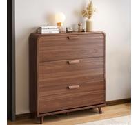 Scarpiera Salvaspazio Slim - Design Nascosto Scarpiere Legno Moderne con Ripiano Regolabile Adatto a Scarpe Alte - Shoe Cabinet per Soggiorni, Balconi e Ingressi,Walnut/2 Tier,L:80cm/31in