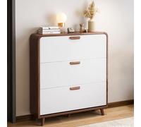 Scarpiera Salvaspazio Slim - Design Nascosto Scarpiere Legno Moderne con Ripiano Regolabile Adatto a Scarpe Alte - Shoe Cabinet per Soggiorni, Balconi e Ingressi,White/2 Tier,L:80cm/31in