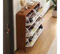Scarpiera Salvaspazio Slim - Moderno e Indipendente Scarpiere in Legno - Scarpiere di Design Utile in Spazi Ristretti Come Dietro Le Porte, nei Corridoi e negli Angoli,White/2 Tier,L:120cm/47in