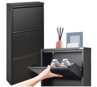 Scarpiera Salvaspazio Slim NERA (3 Ante 9 Paia, Nessun Montaggio) Struttura in Metallo resistente (no plastica, tessuto, or legno), per Interni/Esterni, Scarpe/Stivali, Garanzia 15 Anni