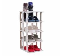 Scarpiera salvaspazio sottile bianca a 4 ripiani impilabile con ripiani rimovibili e portaombrelli da ingresso nizer per scarpe e accessori