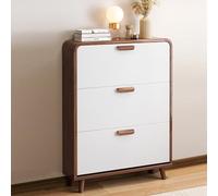 Scarpiera, scarpiera in Legno massello con cassetto Ribaltabile, Ripiani Rimovibili a 3 Livelli, Elegante Soluzione per l'ingresso e Il Soggiorno, Bianco, 80x17x119 cm