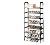 Scarpiera Scarpiera pieghevole a 3/4/5 ripiani, organizer for scarpe in metallo alla moda, salvaspazio, portante, for soggiorno, scaffale angolare nero for(7 Layers)