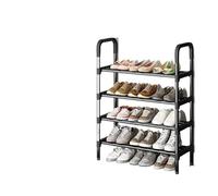 Scarpiera Scarpiera pieghevole a 3/4/5 ripiani, organizer for scarpe in metallo alla moda, salvaspazio, portante, for soggiorno, scaffale angolare nero for(4 Layers)