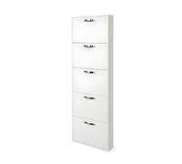 Scarpiera Serena Slim 5 Ante Salvaspazio Fino A 15 Paia Bianco Frassinato