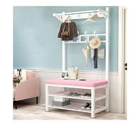Scarpiera sgabello ingresso corridoio appendiabiti scarpiera panca con ripiano portaoggetti finitura polvere bianca 60 * 33 * 172 cm