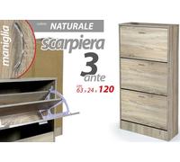SCARPIERA SLIM 3 ANTE NATURA DOPPIA PROFONDITA SALVASPAZIO MODERNA h1206324 cm