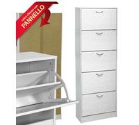 SCARPIERA SLIM 5 ANTE h1806324 cm DOPPIA PROFONDITà SALVASPAZIO MODERNA BIANCA