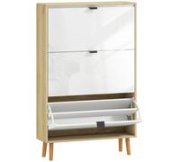 Scarpiera Slim con 3 Cassetti Ribaltabili per 24 Paia di Scarpe 80x24x127 cm Design Moderno in MDF Bianco