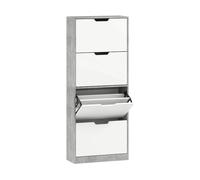 SCARPIERA SLIM HOMCOM IT837-131V01GY - Armadio in MDF Grigio e Bianco con 4 porte e ripiani regolabili