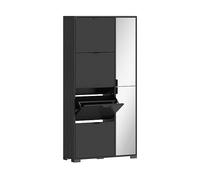 SCARPIERA SLIM HOMCOM IT837-488V00BK - in MDF nero con 2 porte e 4 ripiani, ante a specchio