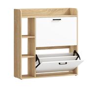 SCARPIERA SLIM HOMCOM IT837-675V00ND - Armadio in truciolato rovere chiaro e bianco con 2 porte e 2