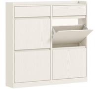 Scarpiera Slim In Legno Con 4 Cassetti A Ribalta E 2 Cassetti Scorrevoli, 98x19.2x95.3 Cm, Bianco