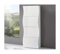 Scarpiera Slim Moderna Made in Italy - 24 Paia di Scarpe, Salvaspazio con Ante a Ribalta in Legno - Mobile da Ingresso modello Mare Bianca Lucida (4 Ante)