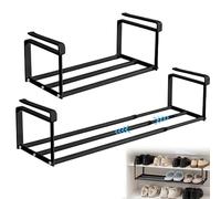 Scarpiera sospesa allungabile, 40 - 70 cm, scaffale regolabile per appendere le scarpe, organizer per organizzare e riordinare cucine, armadi e scarpiere (nero)